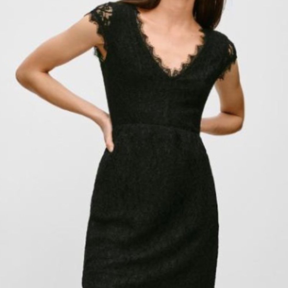 Aritzia Black Lace-Trim Mini Dress